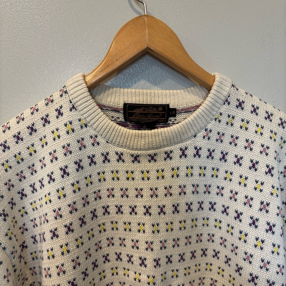 Vintage Eddie Bauer Geometric Knitted Sweater Top Women’s Size Large - Picture 3 of 11